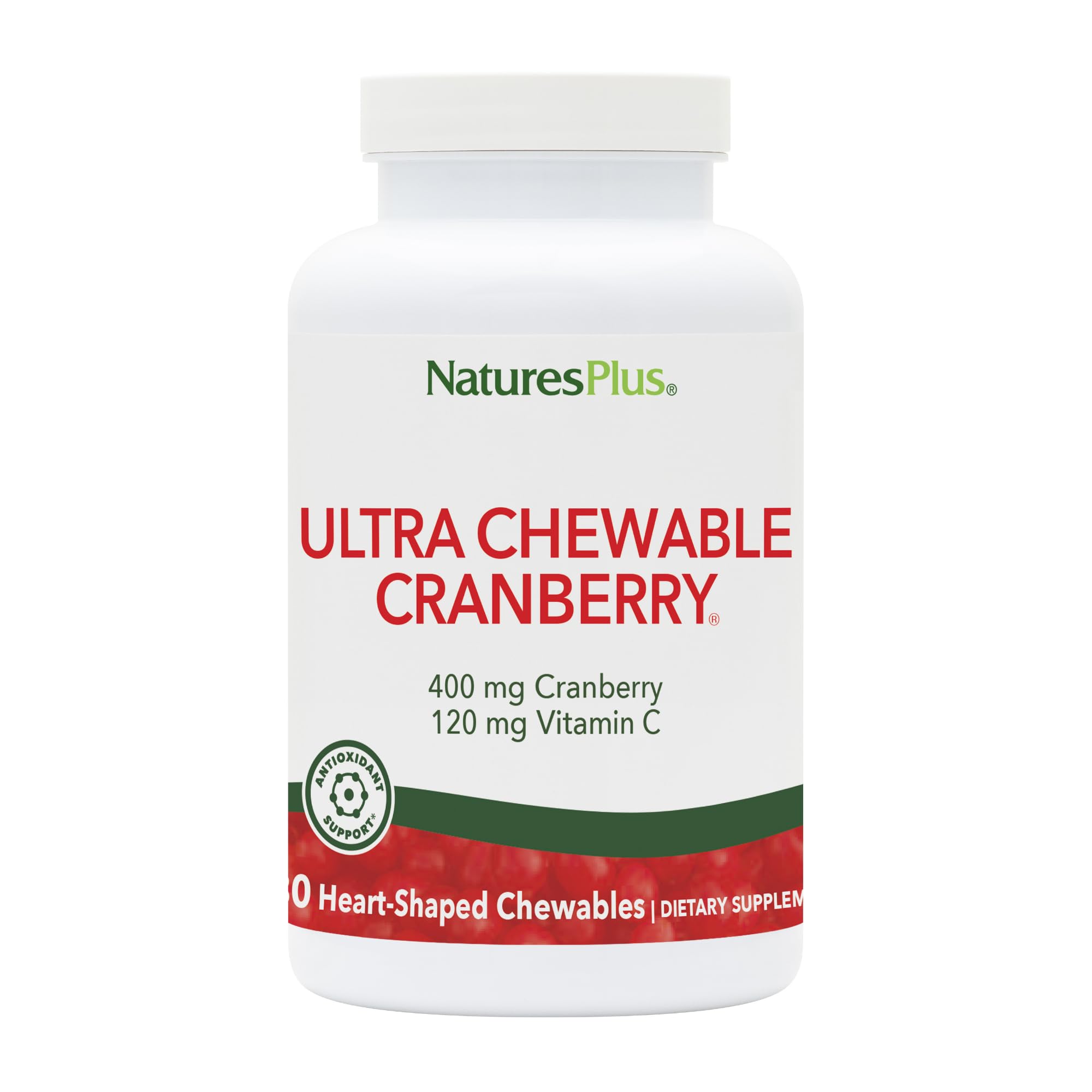 NaturesPlus Ultra Cranberry chewable tablets front view