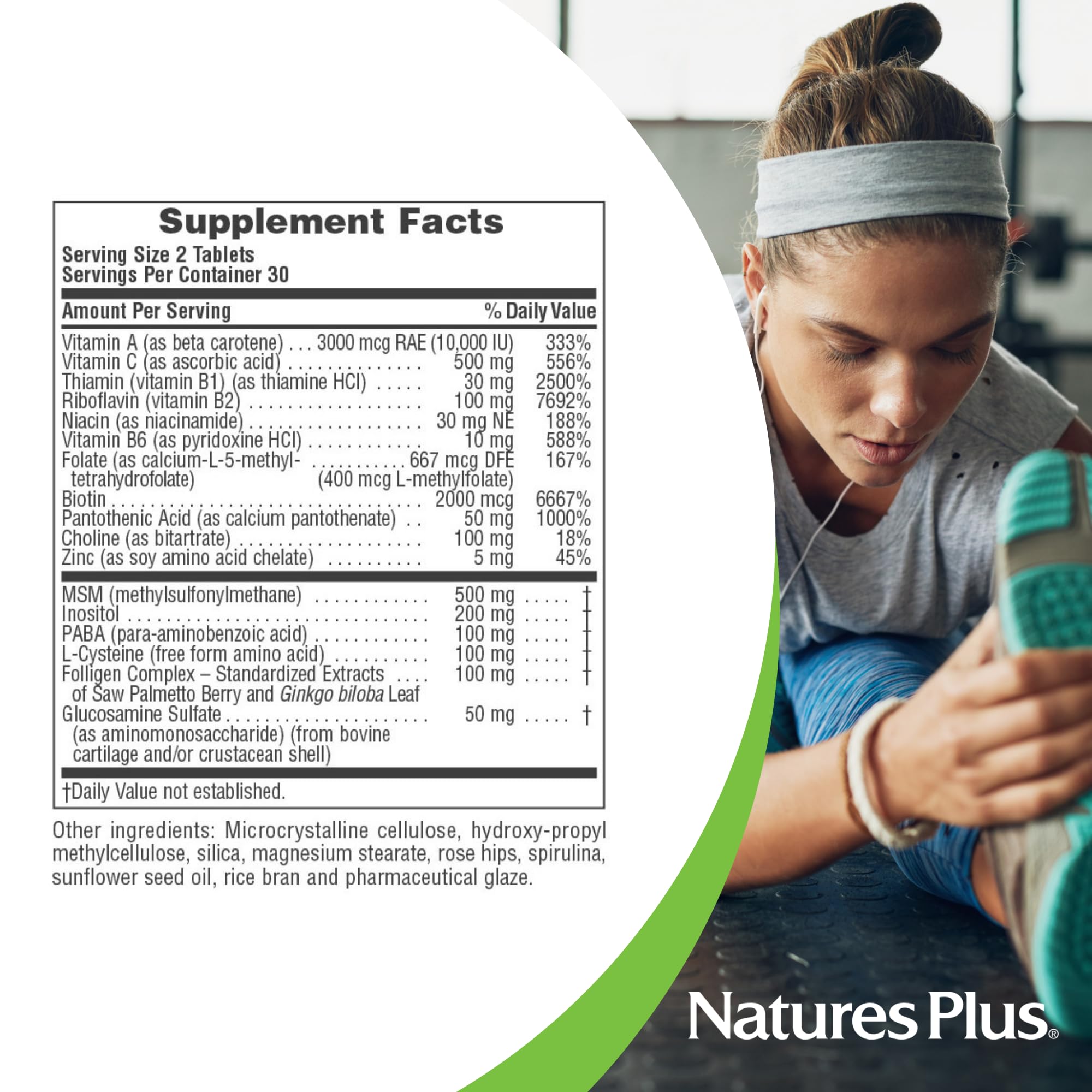 NaturesPlus Ultra Hair Plus supplement bottle back view