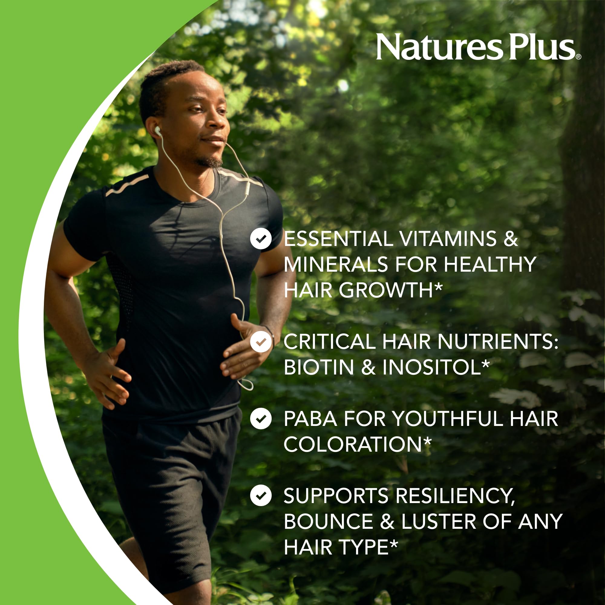 NaturesPlus Ultra Hair supplement back view with ingredients