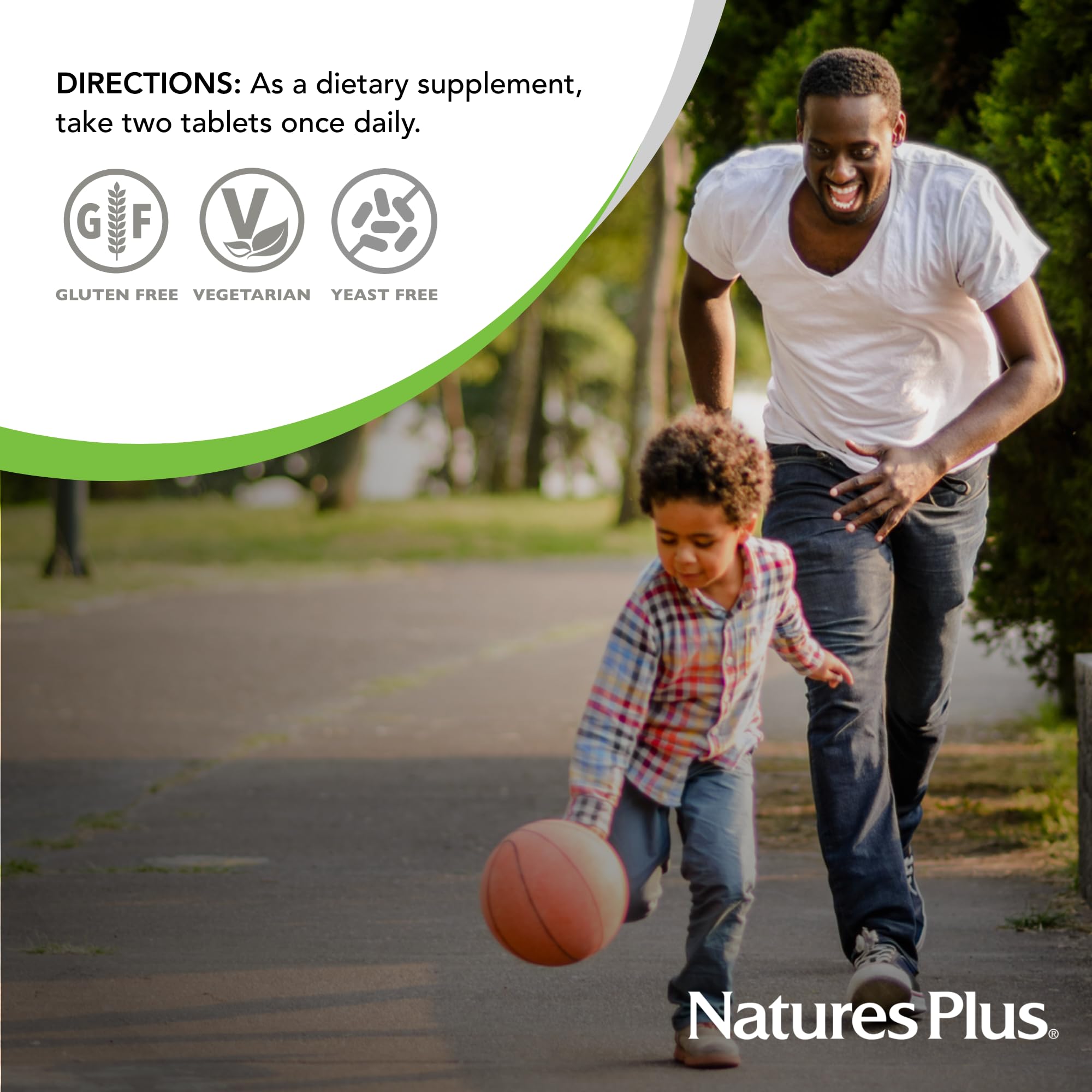 NaturesPlus Ultra Hair supplement with a lifestyle background