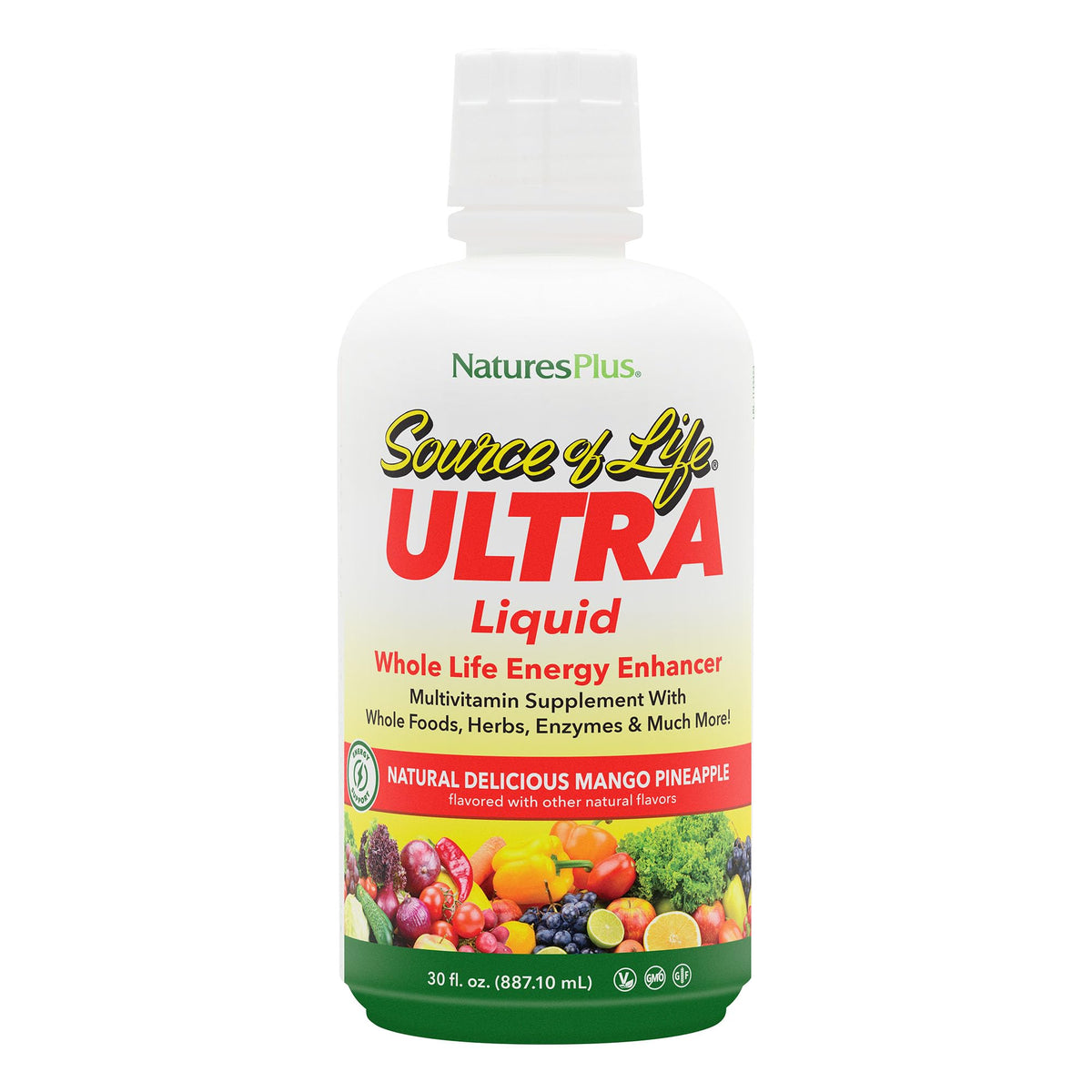 NaturesPlus Ultra Source of Life Liquid Multivitamin front view