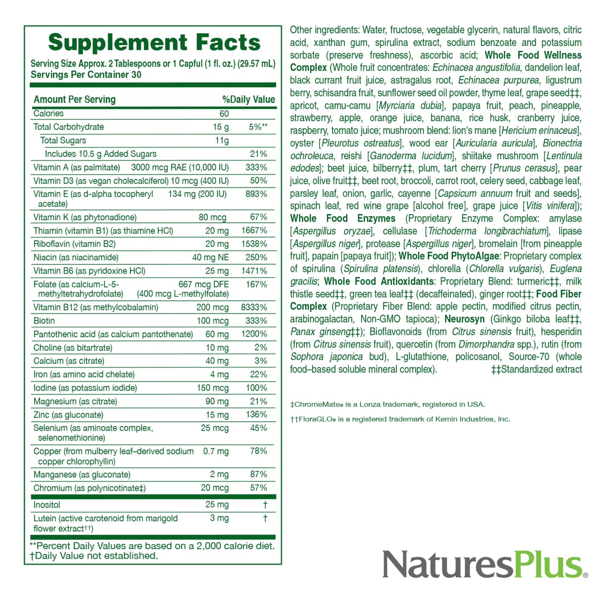 NaturesPlus Ultra Source of Life Liquid Multivitamin serving suggestion