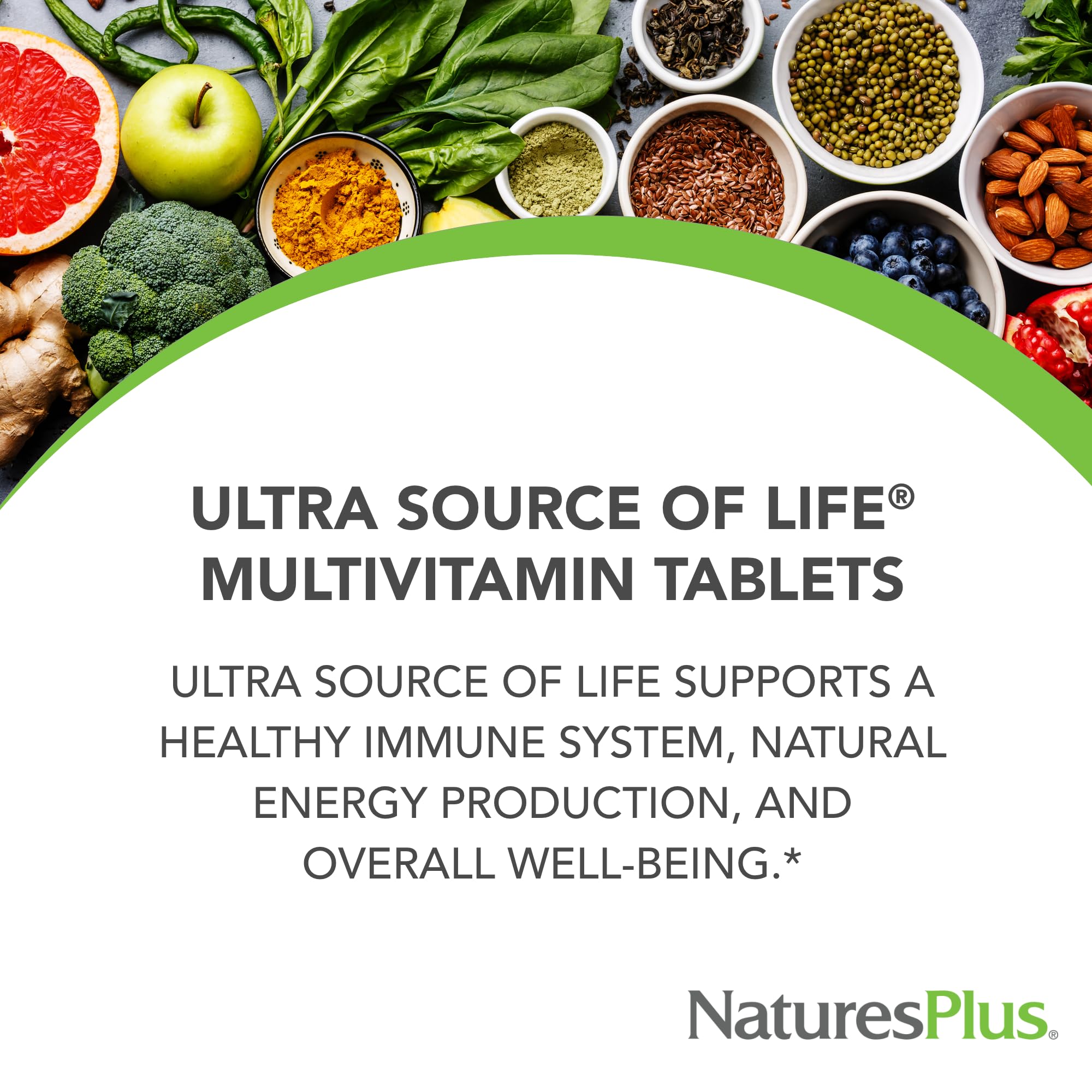 NaturesPlus Ultra Source of Life Tablets back view with ingredient list