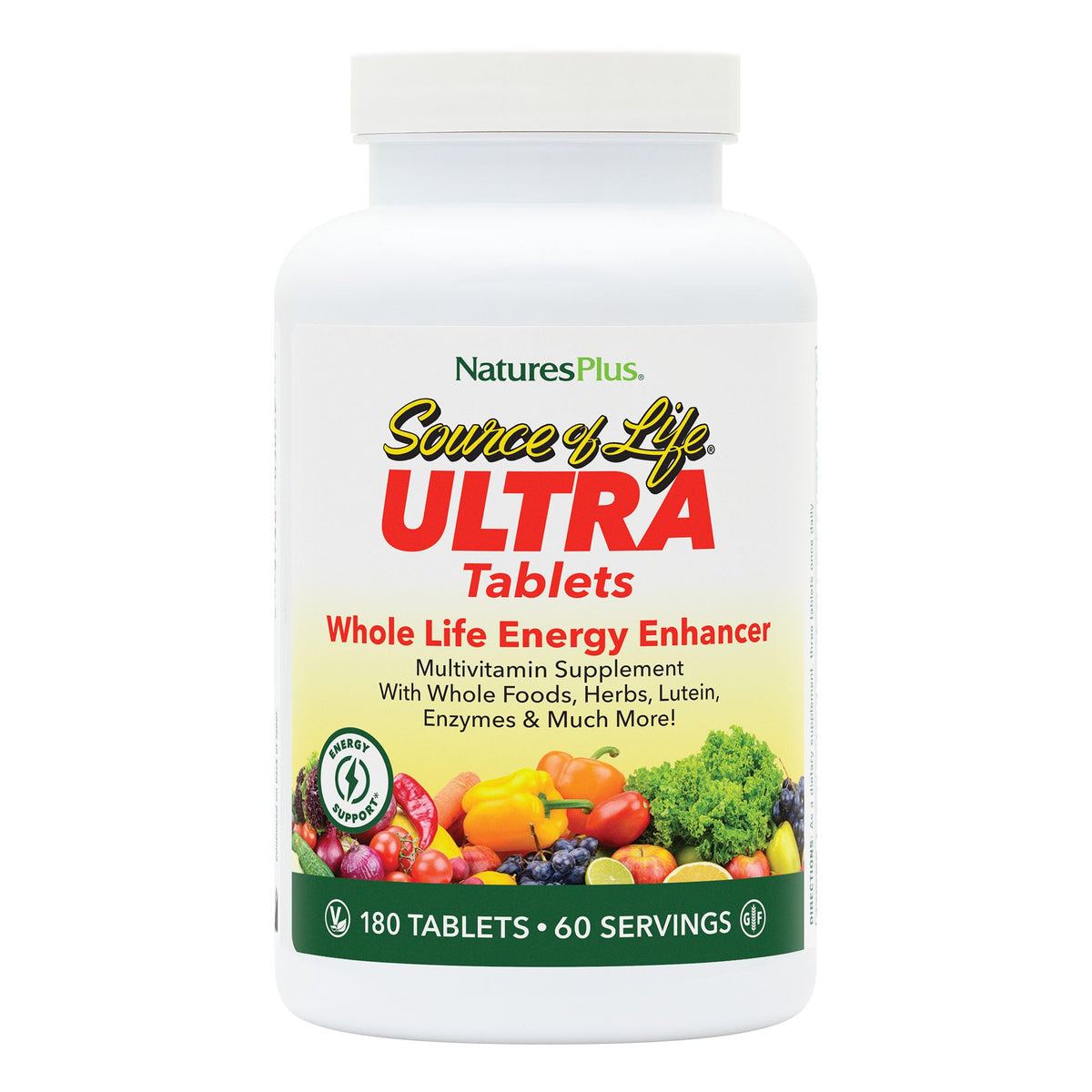 NaturesPlus Ultra Source of Life Tablets front view with packaging