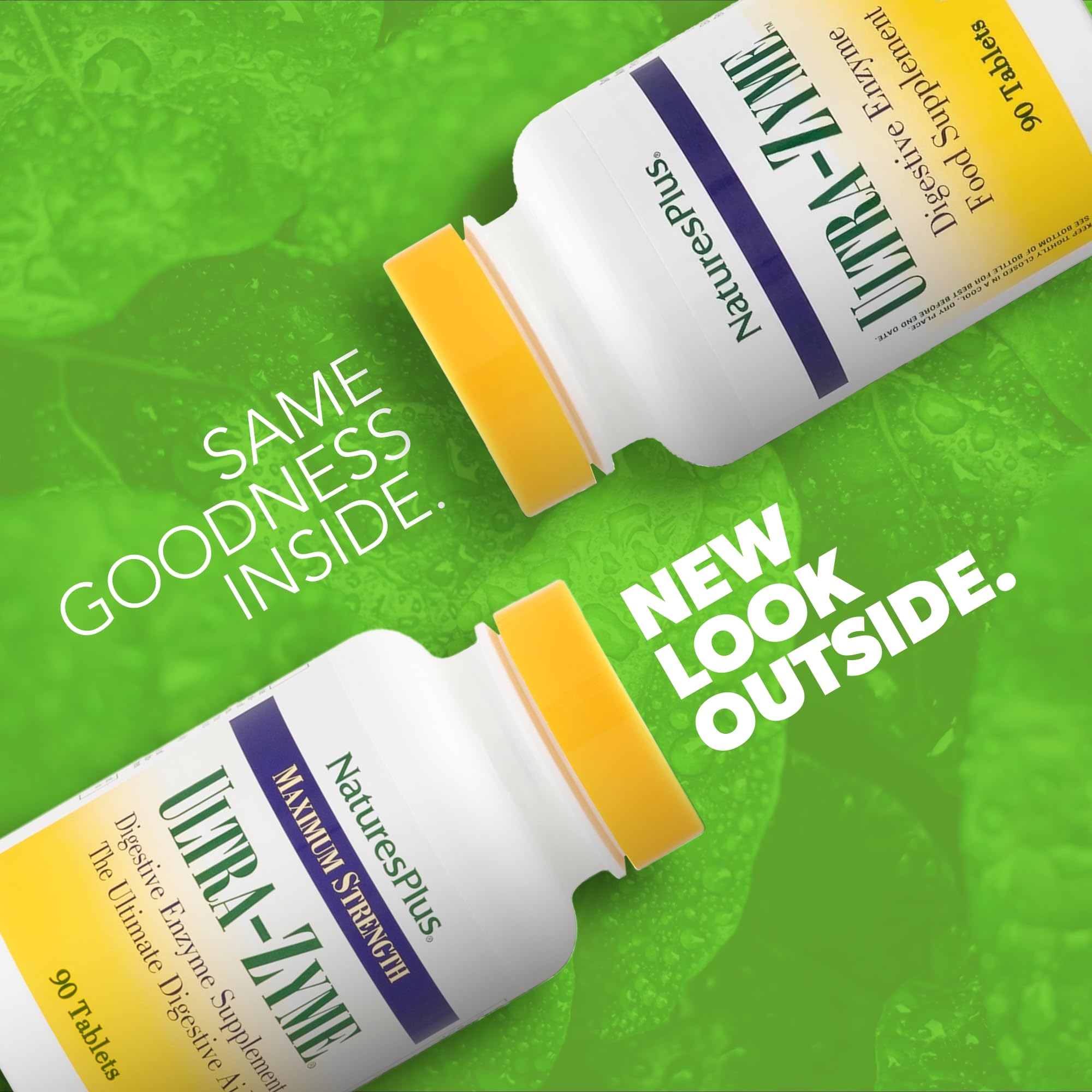 NaturesPlus Ultra-Zyme Multi-Enzyme Supplement bottle side view