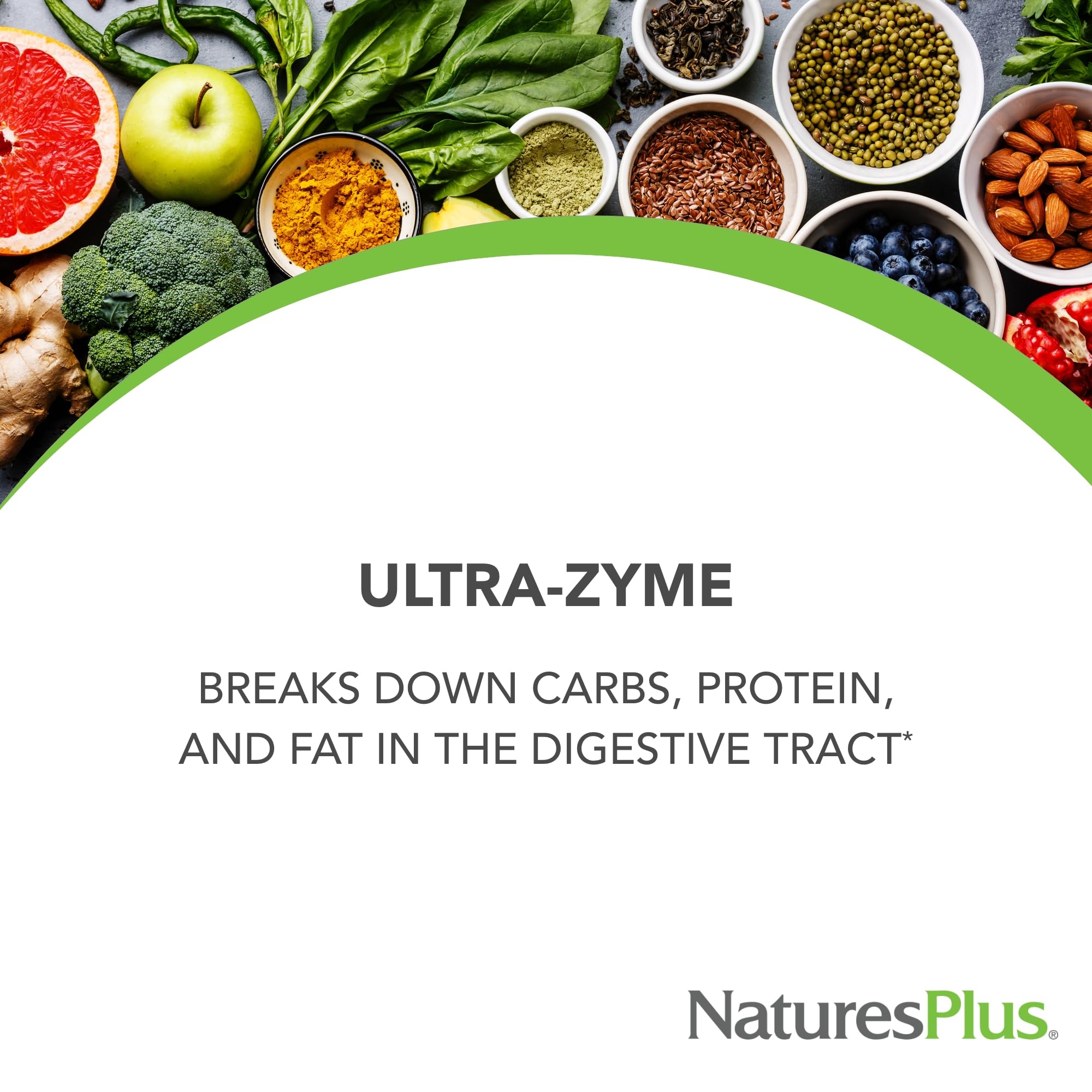 NaturesPlus Ultra-Zyme Multi-Enzyme Supplement capsules close-up