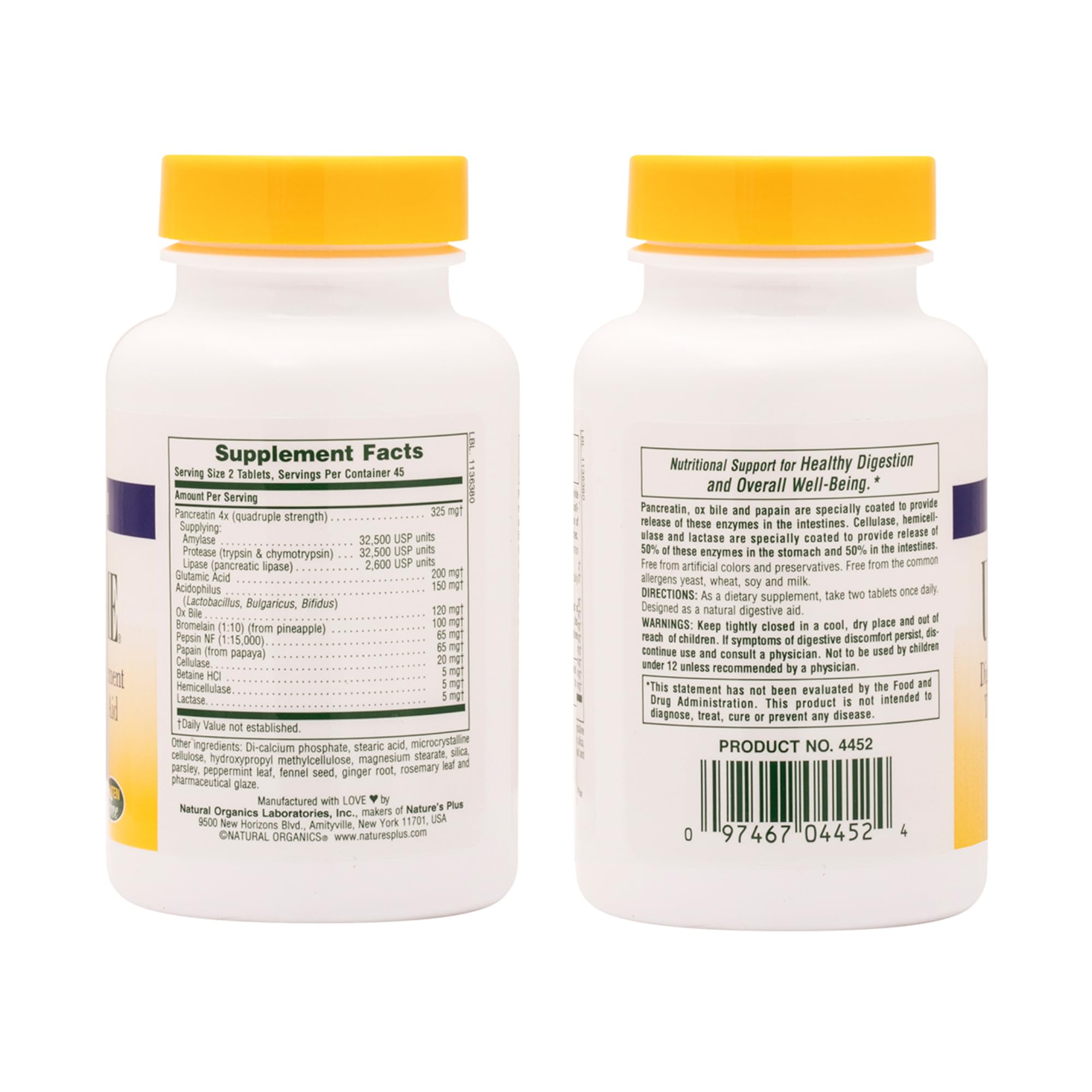 NaturesPlus Ultra-Zyme Multi-Enzymes 127g side view