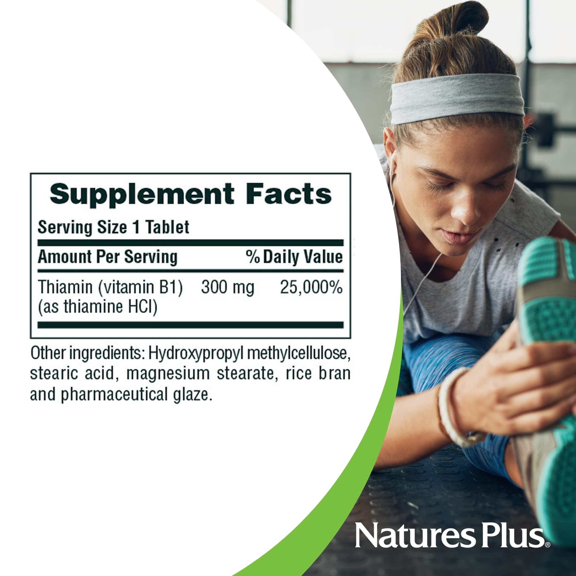 NaturesPlus Vitamin B1 Thiamine 300mg supplement packaging