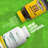 NaturesPlus Vitamin D3 5000 IU capsules side view