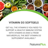 NaturesPlus Vitamin D3 softgels back view with ingredients
