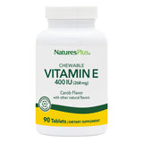 NaturesPlus Vitamin E Chewable 400 IU carob flavour tablet front view