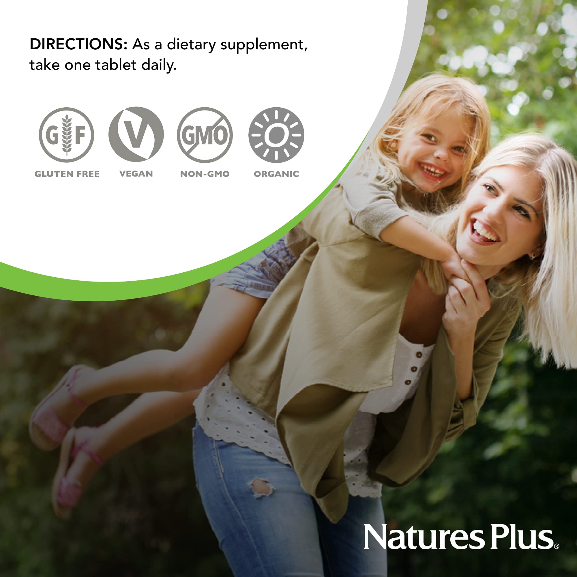 NaturesPlus Women’s Once Daily Multivitamin on a wooden table