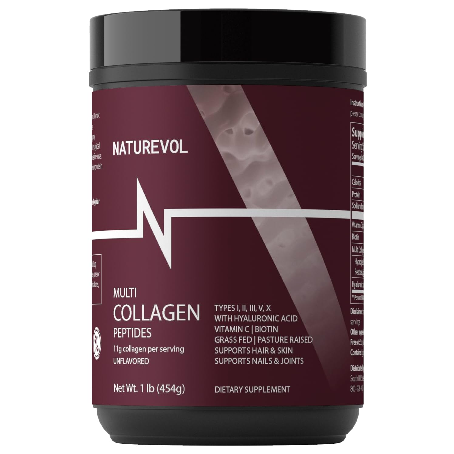 NATUREVOL Collagen Powder 454g front view packaging
