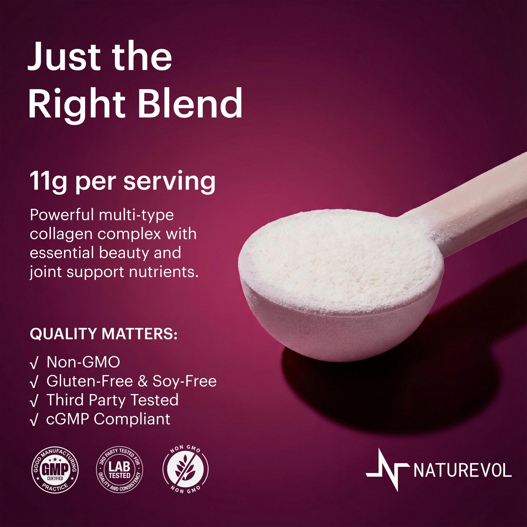 NATUREVOL Collagen Powder with coffee and a spoon