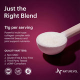 NATUREVOL Collagen Powder with coffee and a spoon