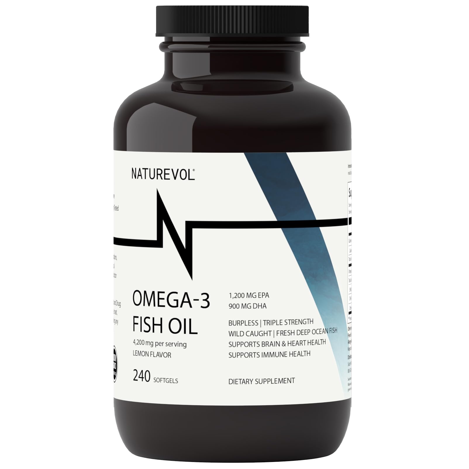 NATUREVOL Omega-3 Fish Oil Softgels 240 count front view