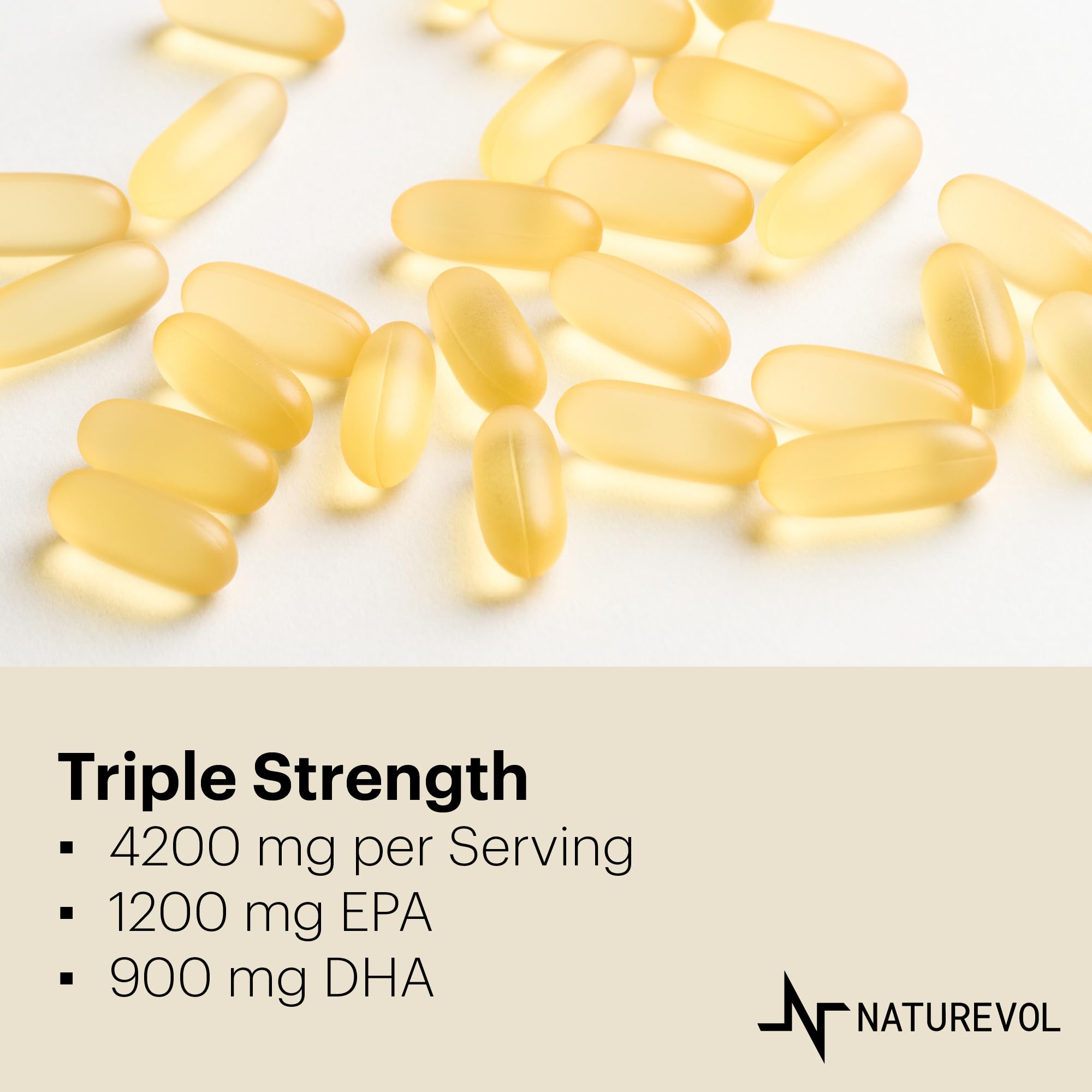NATUREVOL Omega-3 Fish Oil Softgels packaging with lemon flavour
