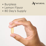 NATUREVOL Omega-3 Fish Oil Softgels with a measuring spoon