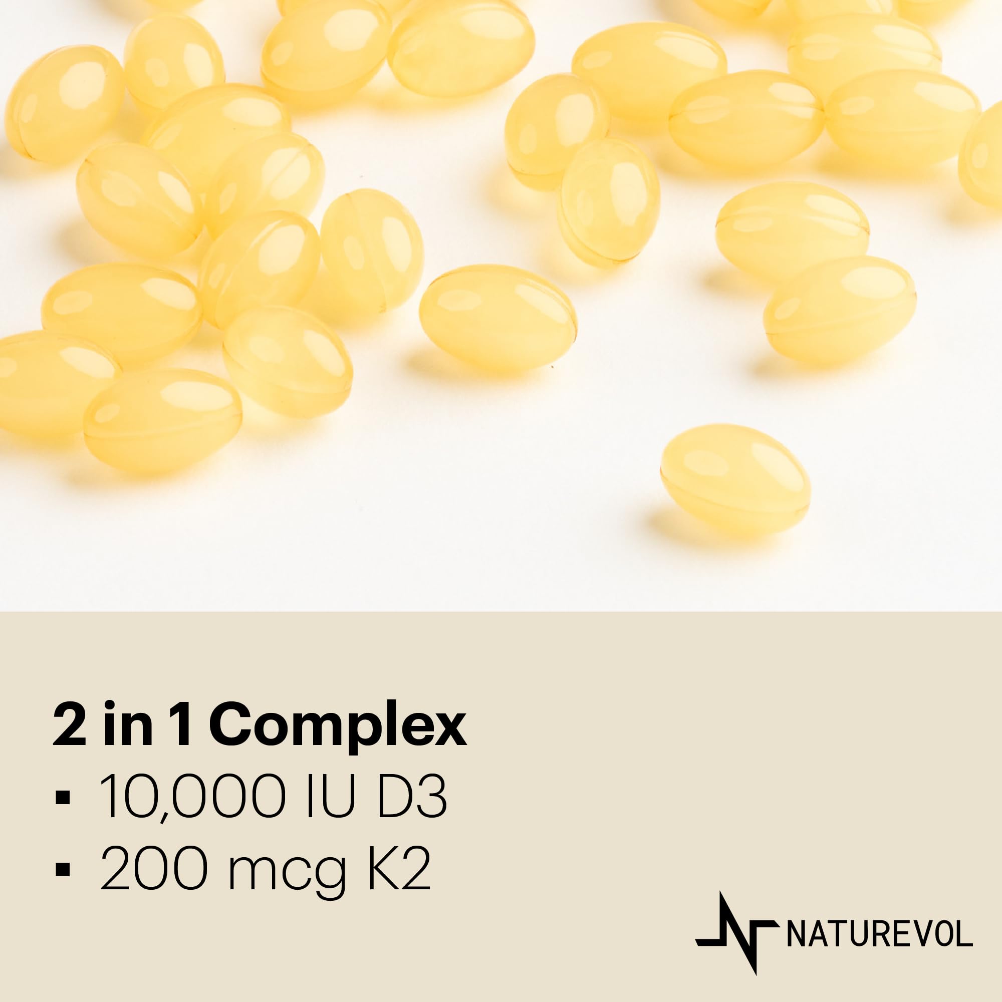 NATUREVOL Vitamin D3 + K2 Softgels nutritional information
