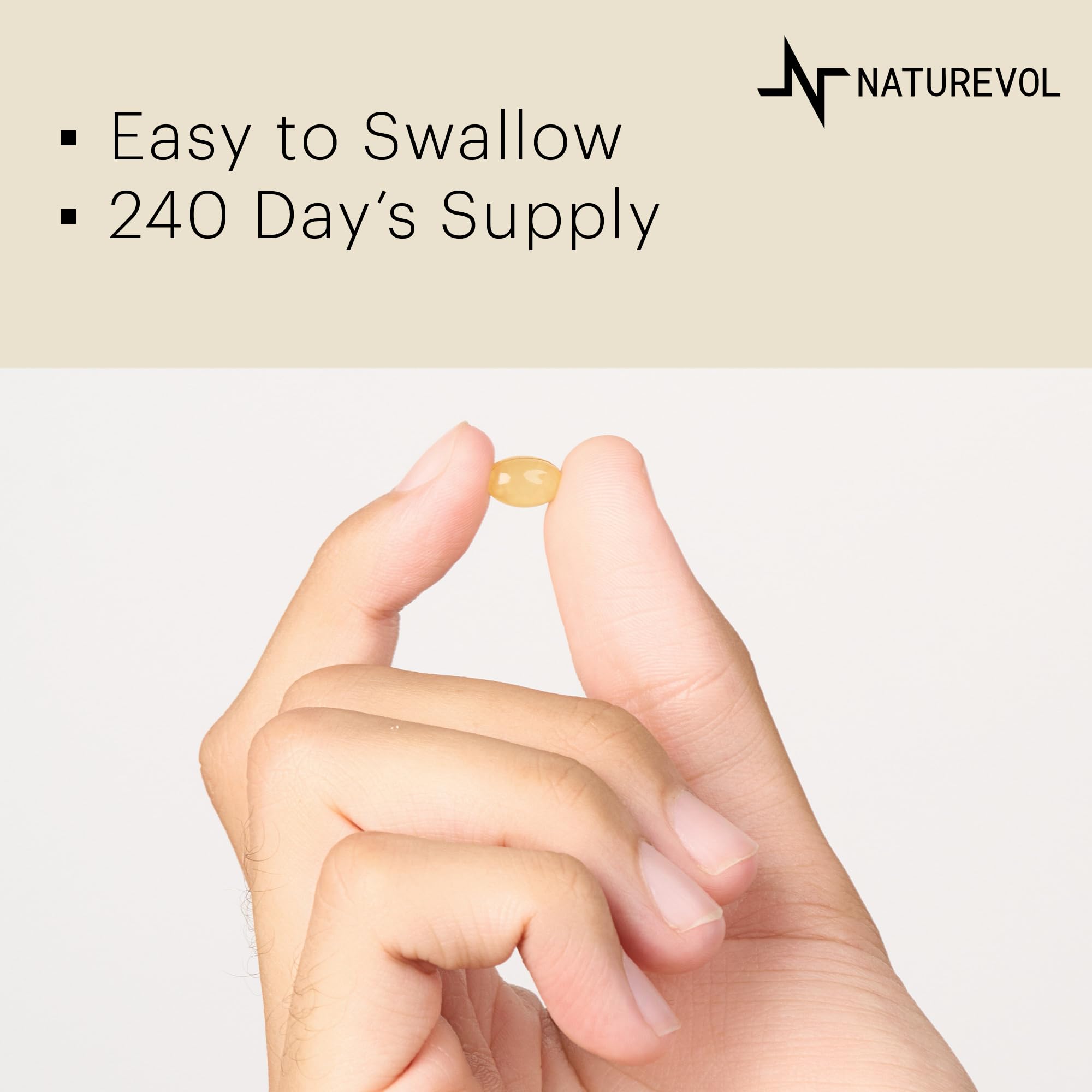 NATUREVOL Vitamin D3 + K2 Softgels side view of bottle
