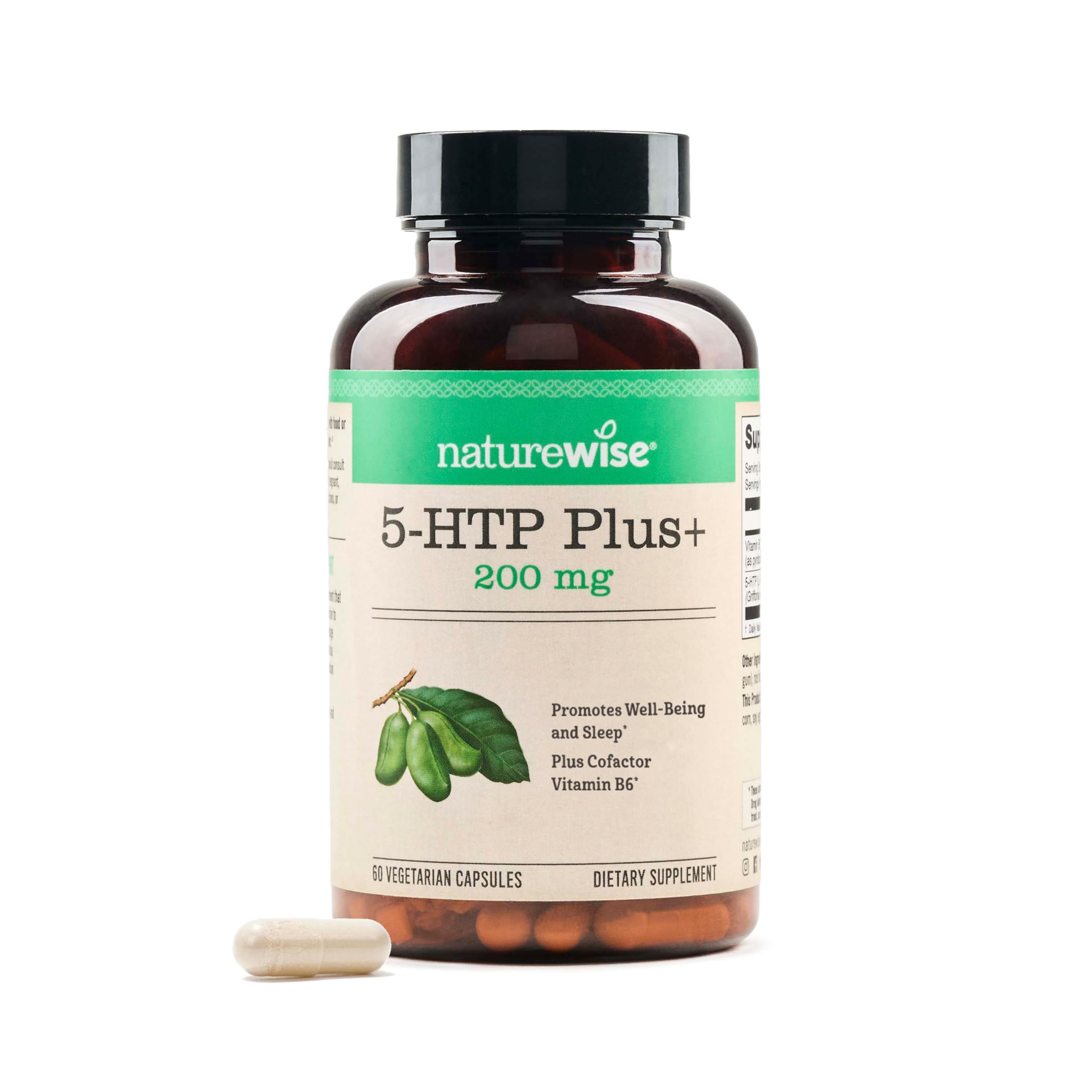 NatureWise 5-HTP Plus+ 200mg vegan supplement front view