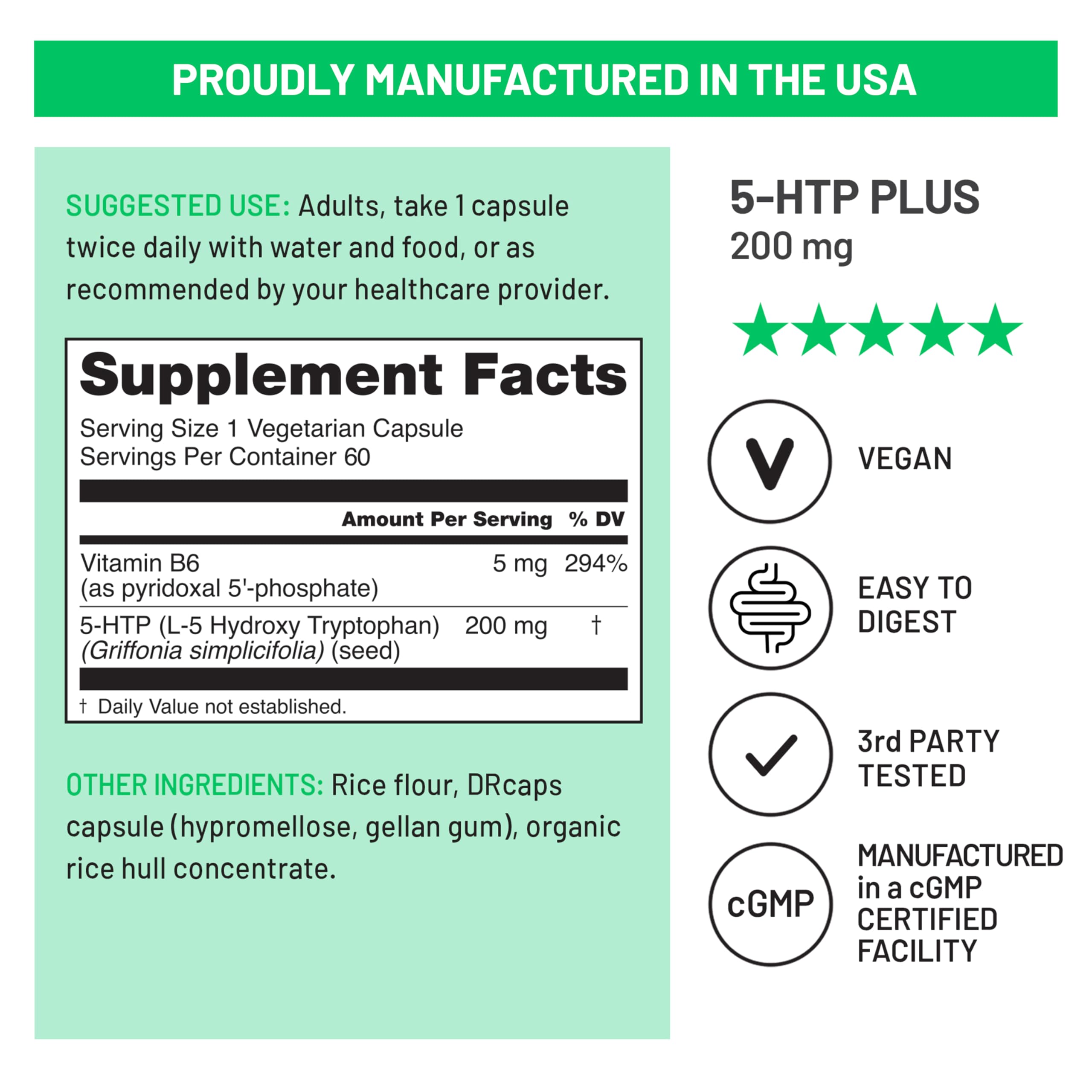 NatureWise 5-HTP Plus+ 200mg vegan supplement packaging