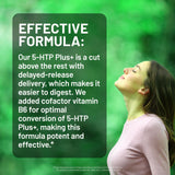 NatureWise 5-HTP Plus+ 200mg vegan supplement with a plant background