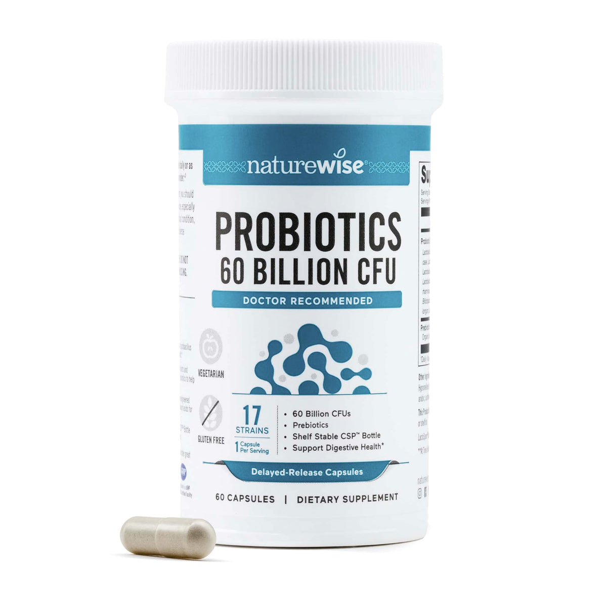 NatureWise 60 Billion CFU Probiotics front view with packaging