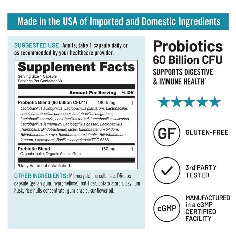 NatureWise 60 Billion CFU Probiotics ingredients list