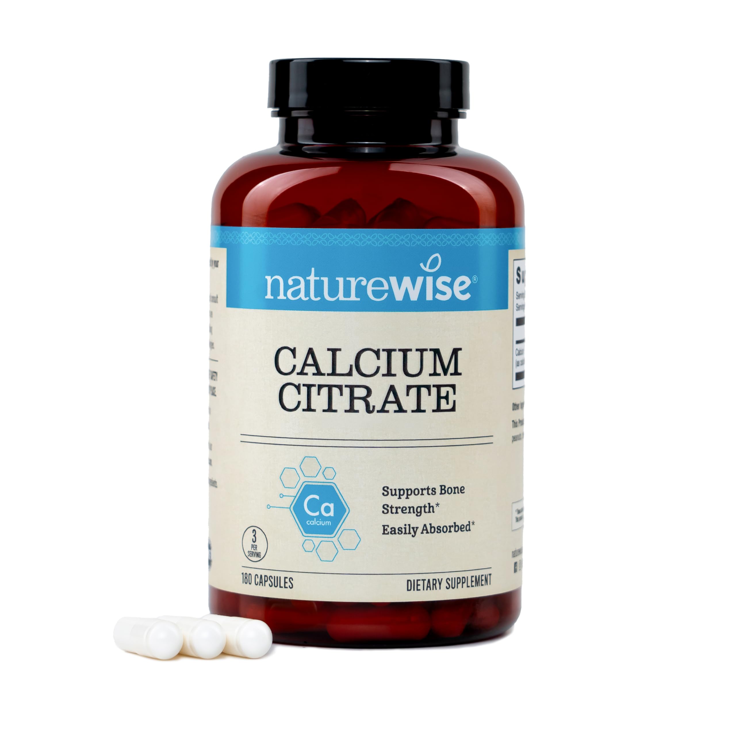NatureWise Calcium Citrate 500mg vegan capsules front view