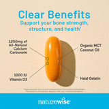 NatureWise Calcium + Vitamin D3 Softgels showing softgel size