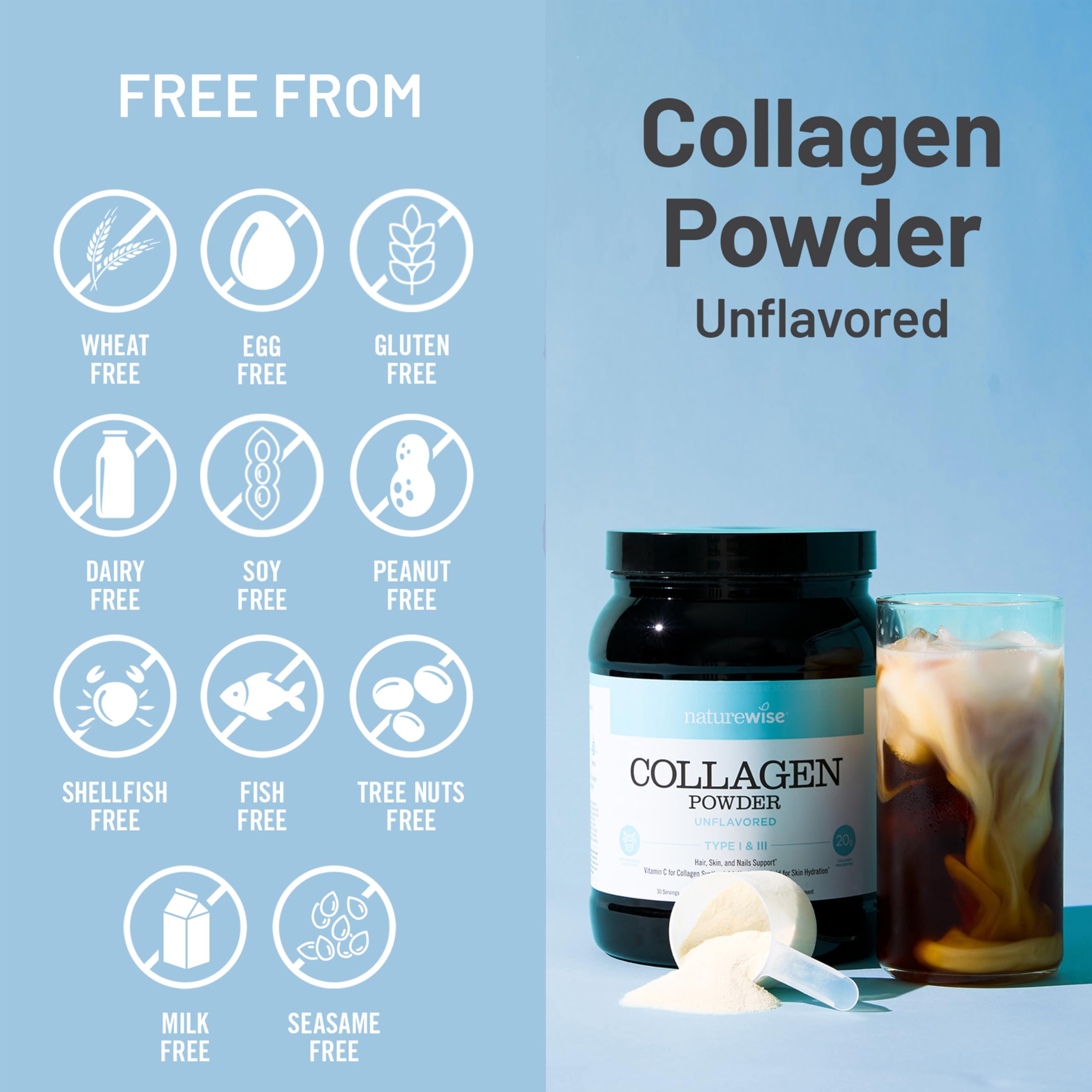 NatureWise Collagen Peptides Powder 20G in a smoothie