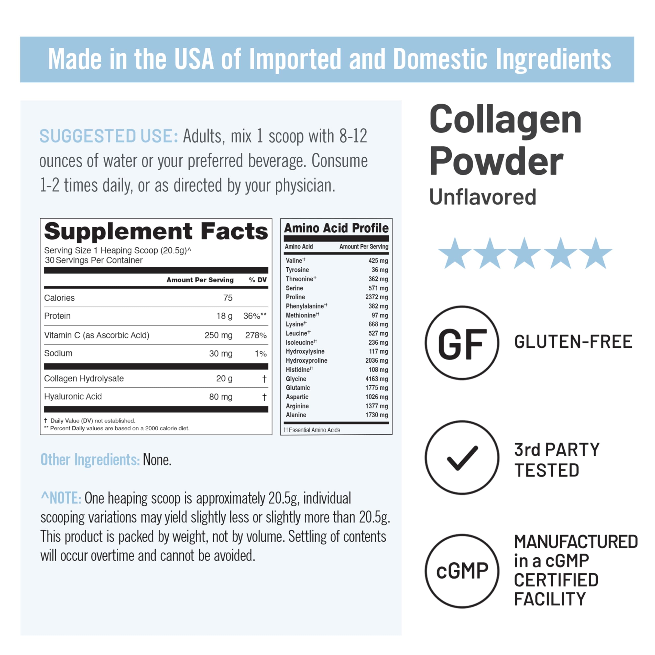 NatureWise Collagen Peptides Powder 20G scoop and powder