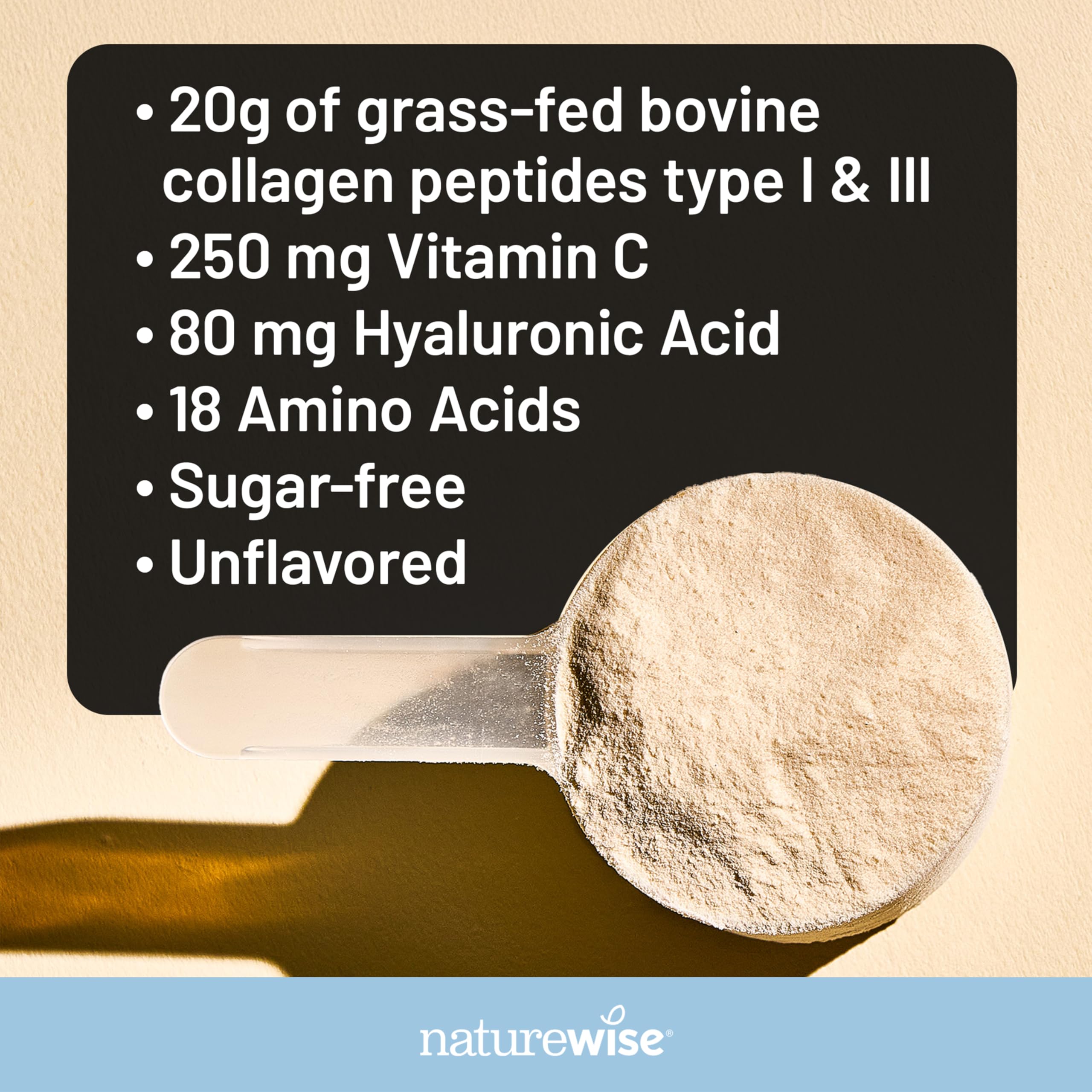 NatureWise Collagen Peptides Powder 20G side view