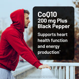 NatureWise CoQ10 200mg + Black Pepper Softgels side view with dosage details