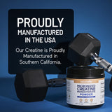 NatureWise Creatine Monohydrate Powder 5000mg on a gym bench