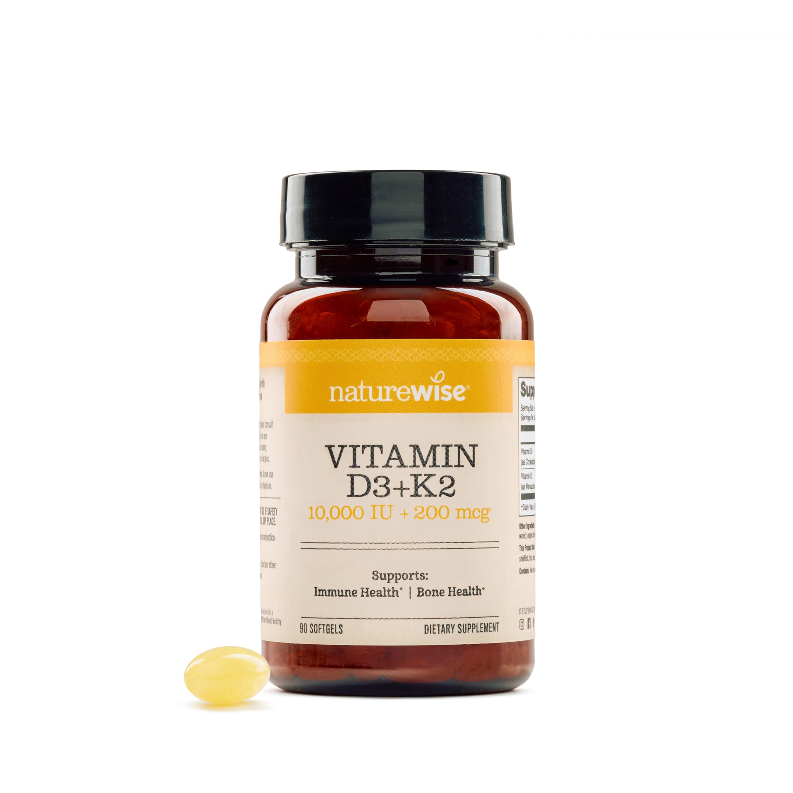 NatureWise D3 + K2 Softgels 10,000 IU + 200 mcg front view