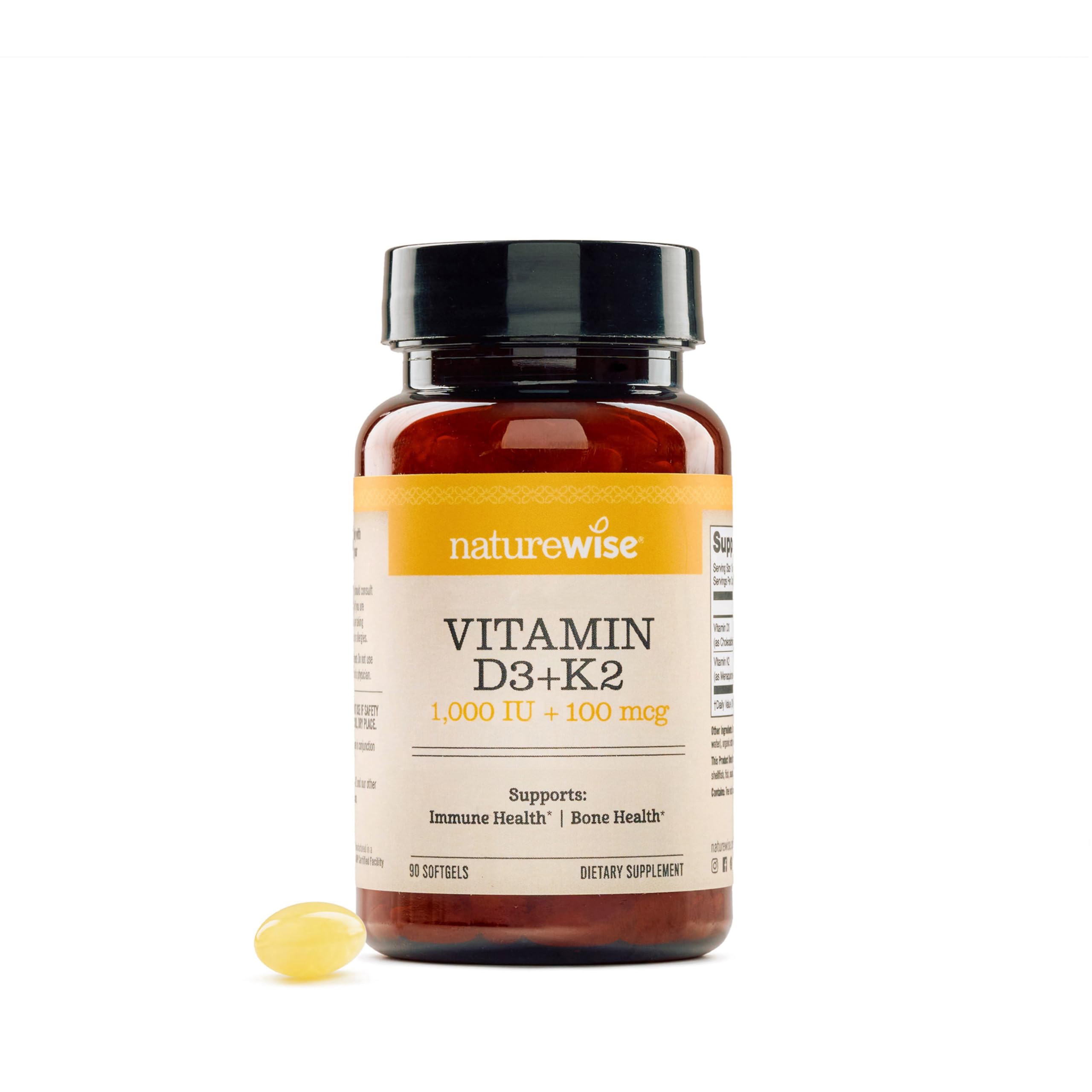 NatureWise D3 + K2 Softgels 1000 IU + 100 mcg front view