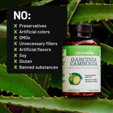 NatureWise Garcinia Cambogia Extract Capsules with a glass of water