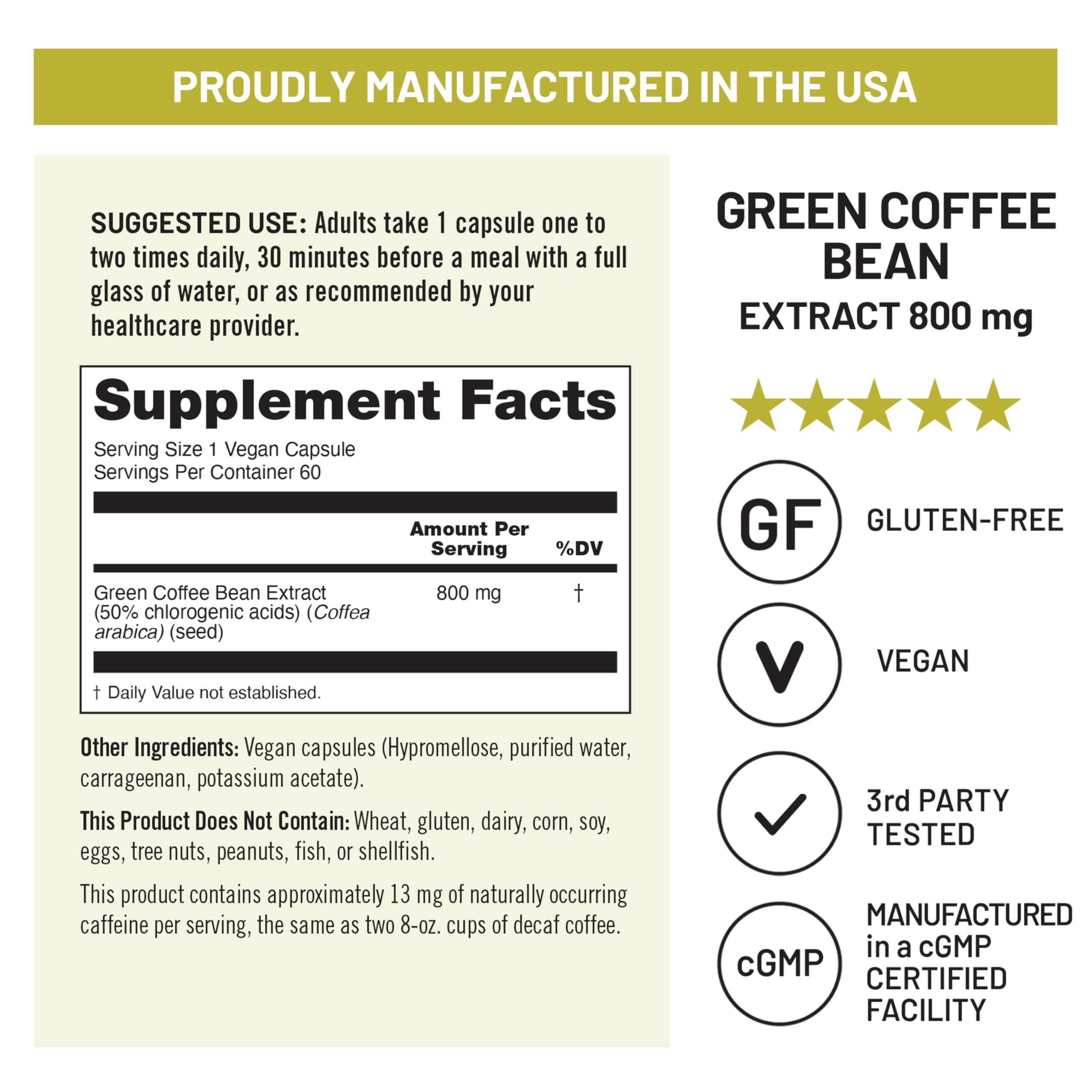 NatureWise Green Coffee Bean Extract 800mg bottle with capsules displayed