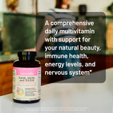 NatureWise Hair, Skin, and Nails Biotin 5000 mcg supplement on a wooden table