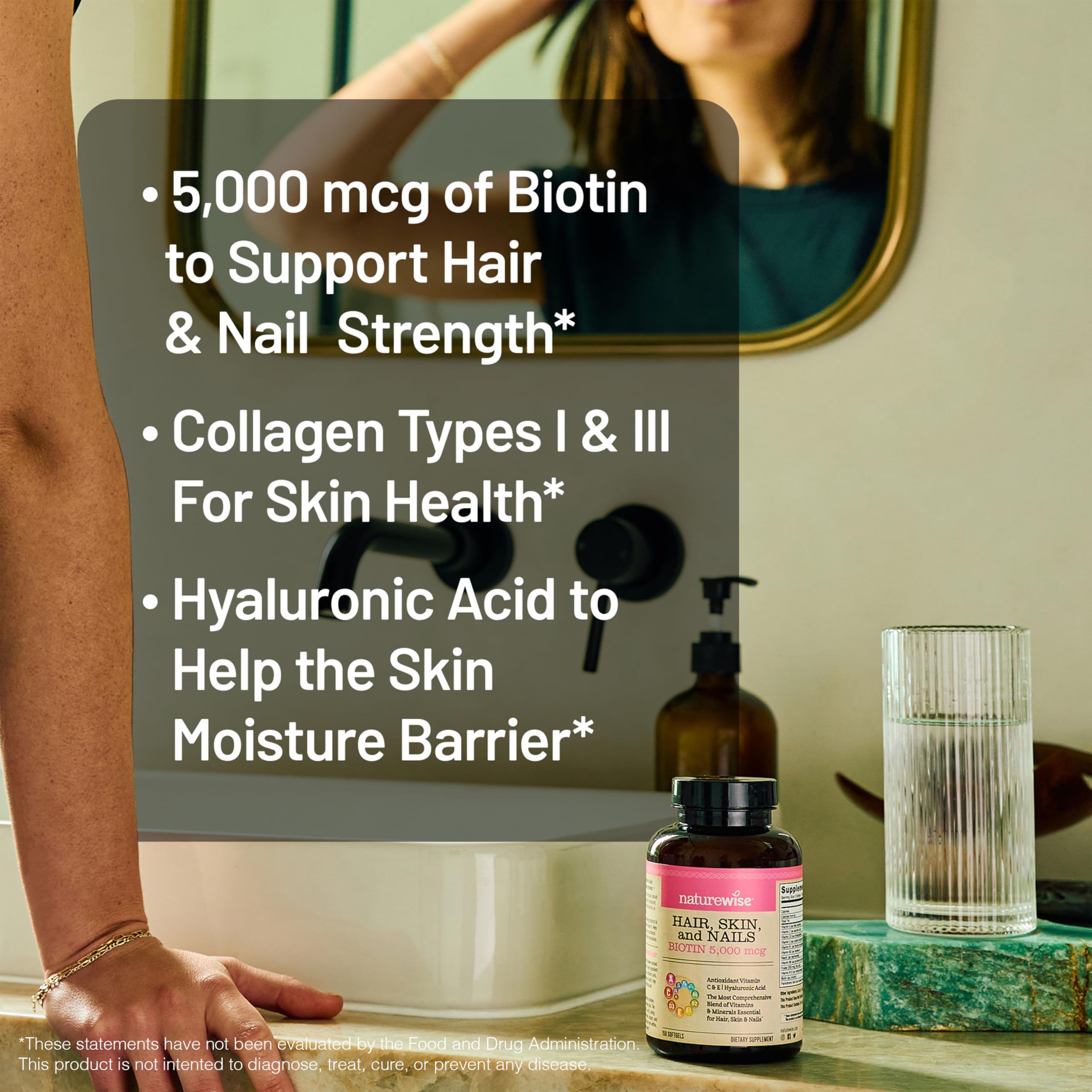 NatureWise Hair, Skin, and Nails Biotin 5000 mcg supplement packaging