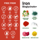 NatureWise Iron Bisglycinate Plus 65g displayed with vegetables