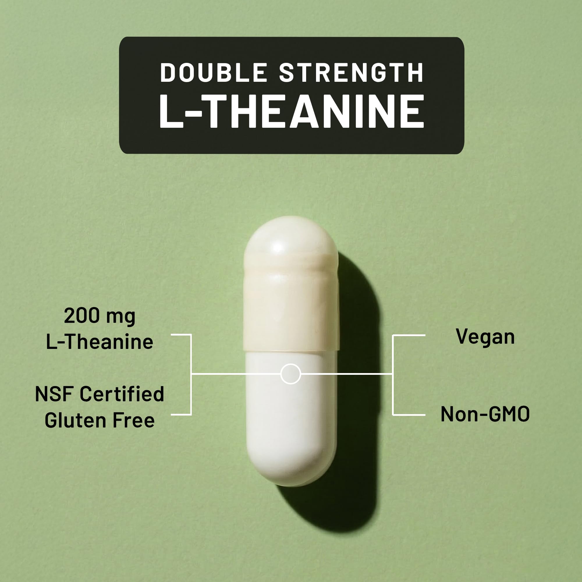 NatureWise L-Theanine 200mg capsules in a clear bowl