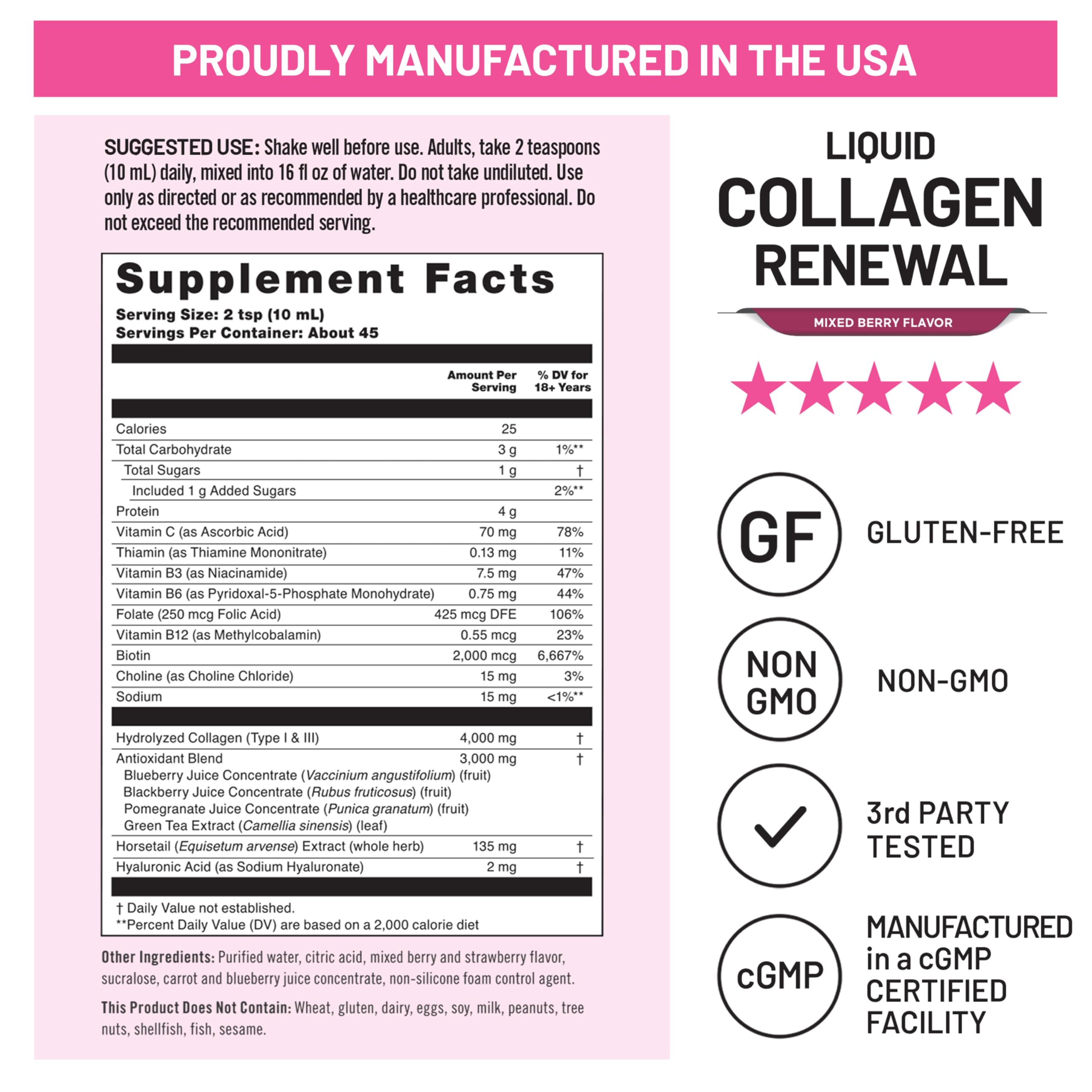 NatureWise Liquid Collagen close-up of label