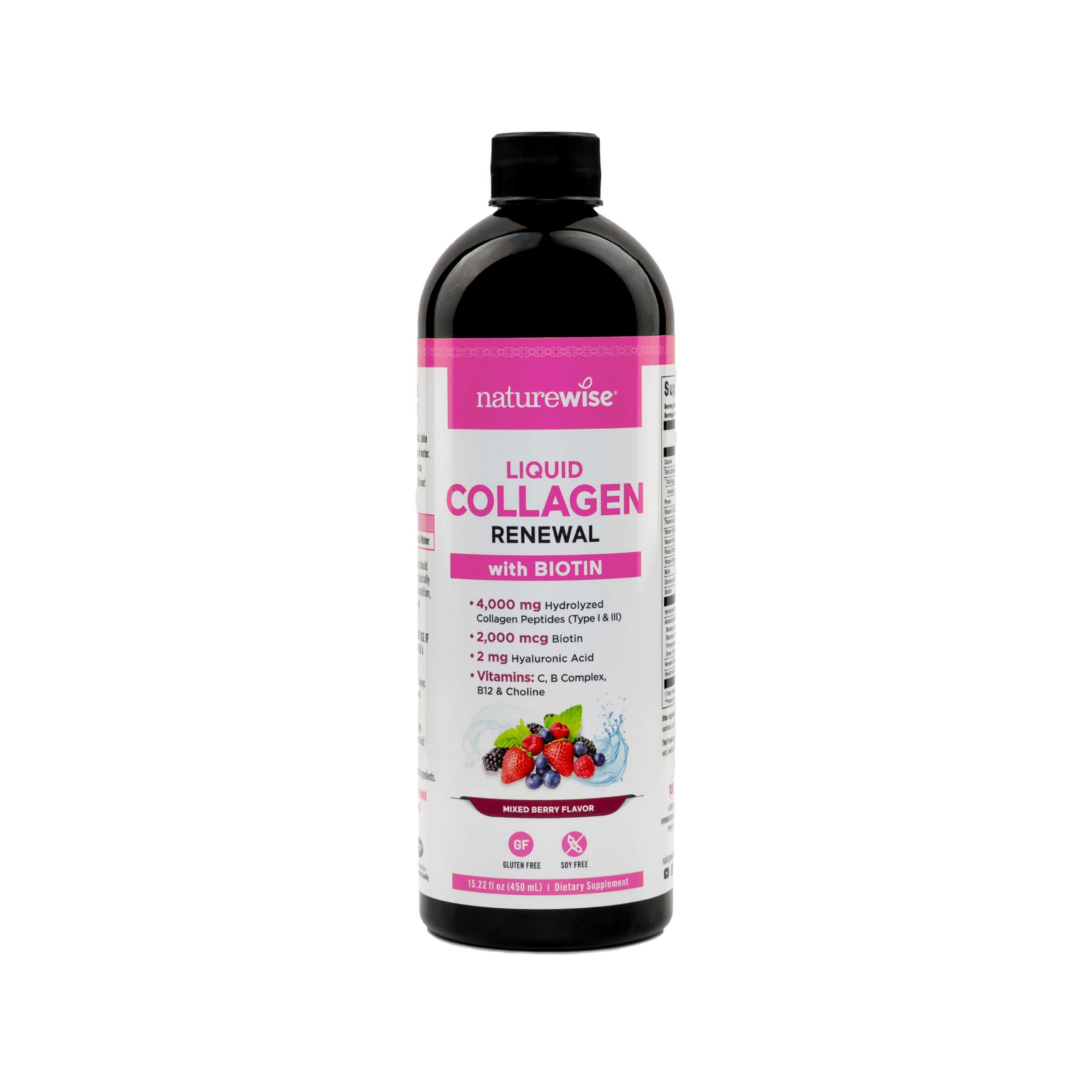 NatureWise Liquid Collagen front view with mixed berry flavour