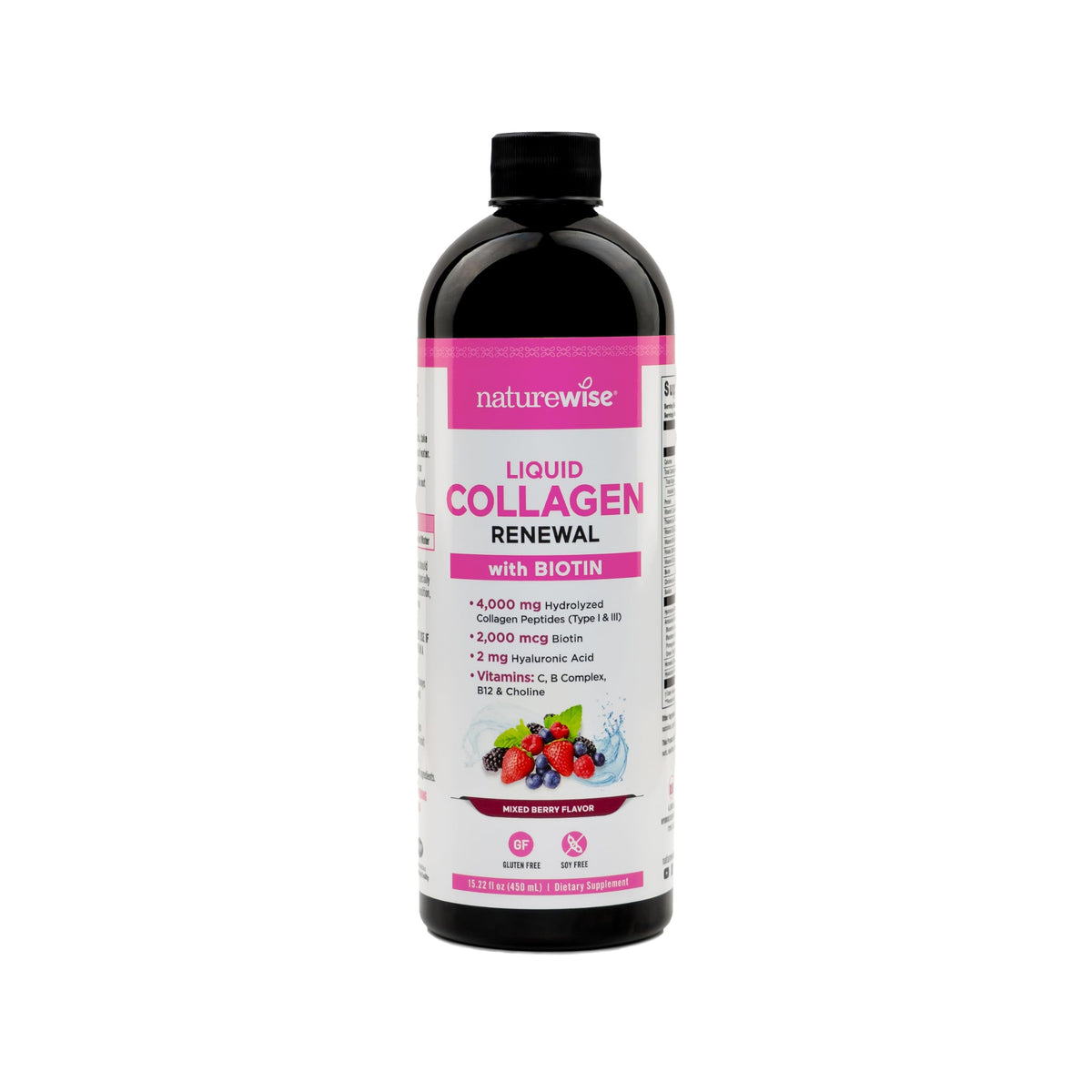 NatureWise Liquid Collagen front view with mixed berry flavour
