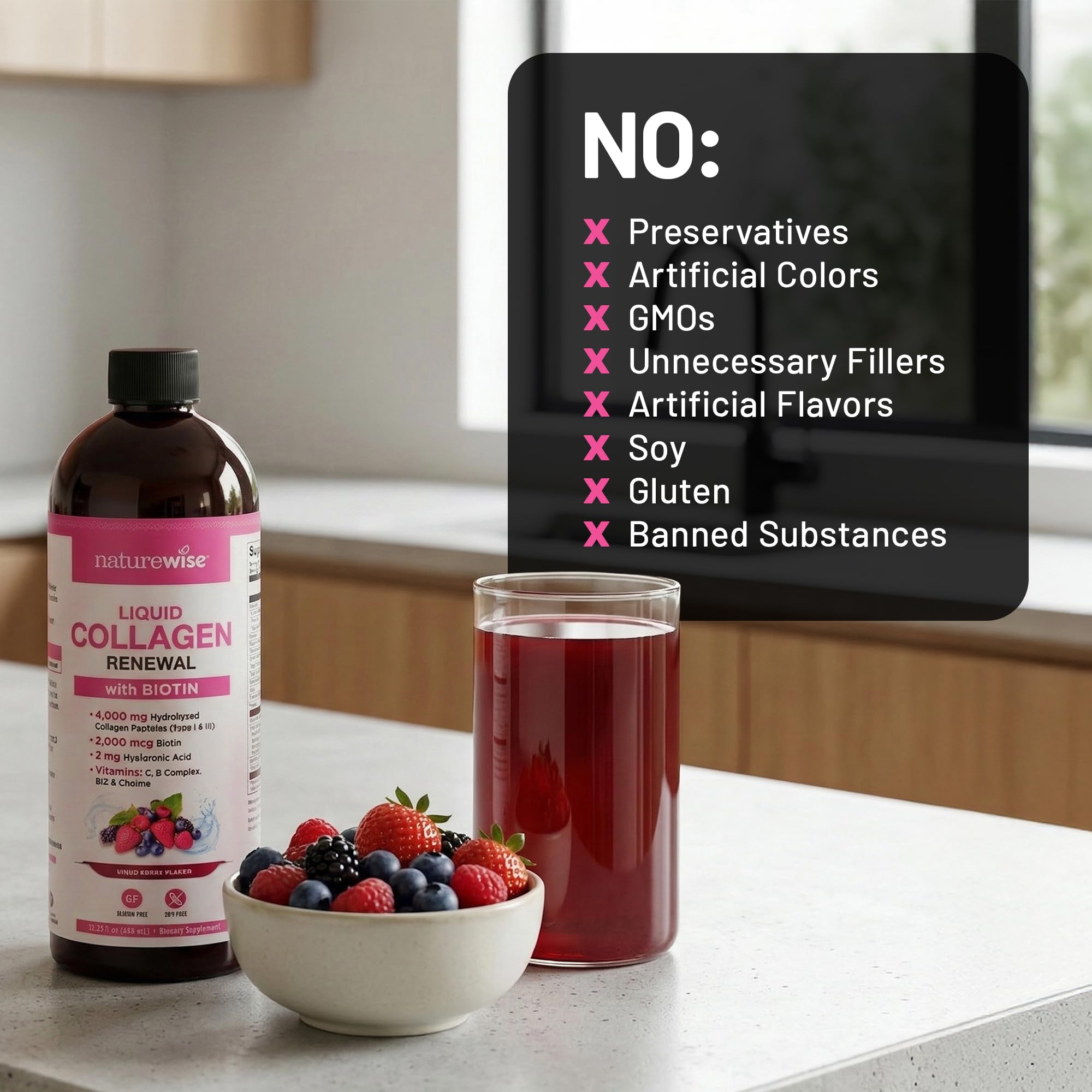 NatureWise Liquid Collagen tubes arranged on a table