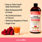 NatureWise Liquid Multivitamin 985g side view with dosing instructions
