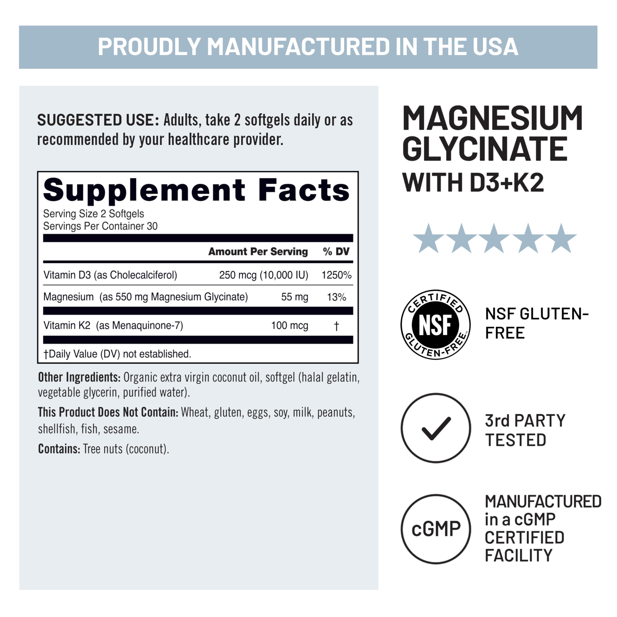 NatureWise Magnesium Glycinate ingredients list